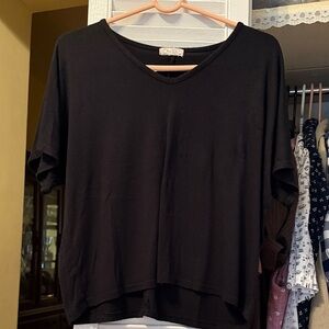 Black V-Neck Women's Top
